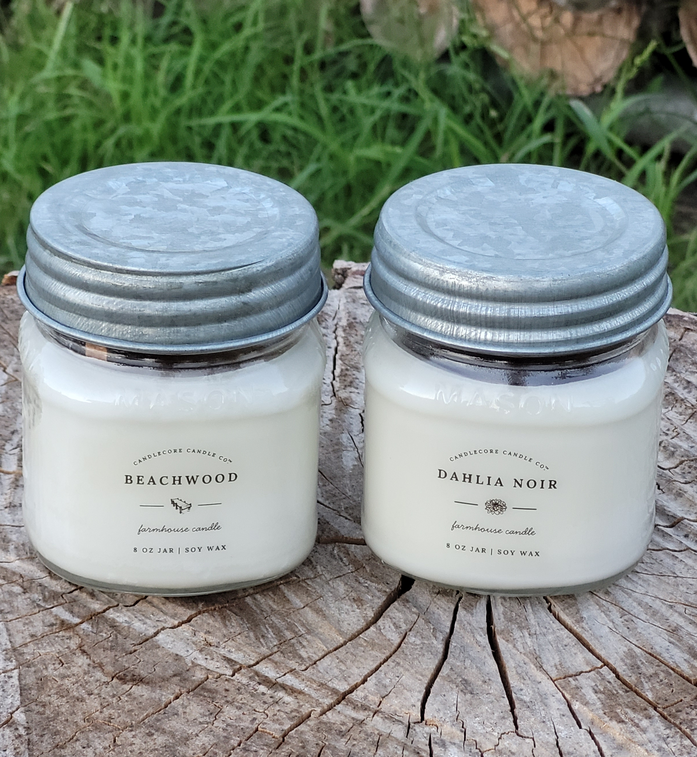 Mason jar farmhouse candles with galvanized lids